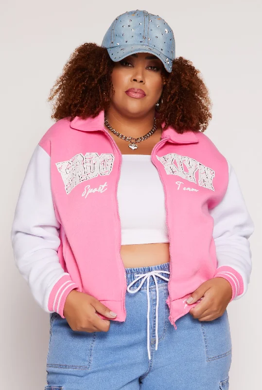 Plus Size Brooklyn Sport Team Varsity Jacket