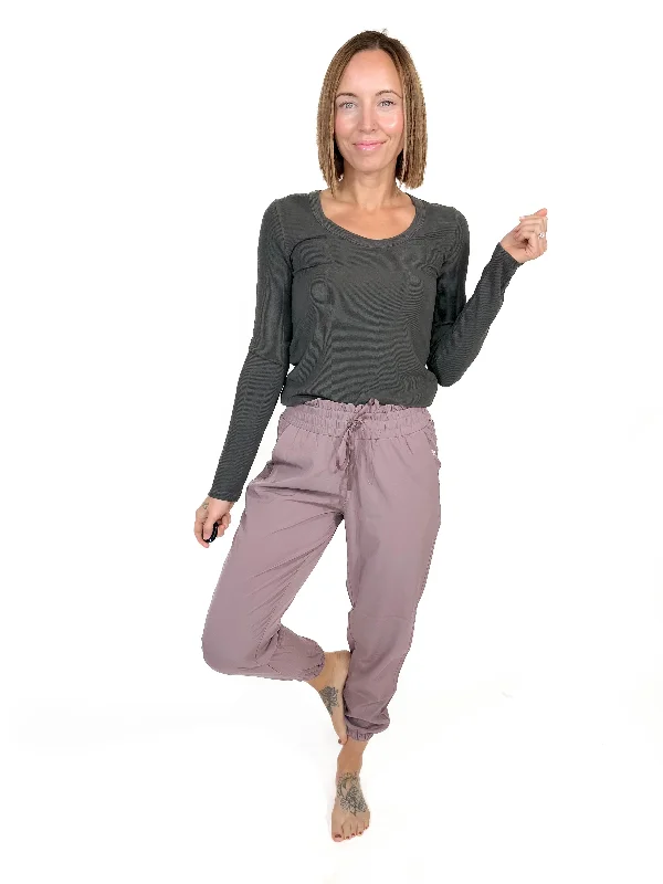 MONO B Blake High Waist Jogger- MAUVE