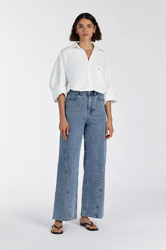 CARSON MID BLUE WIDE LEG JEAN