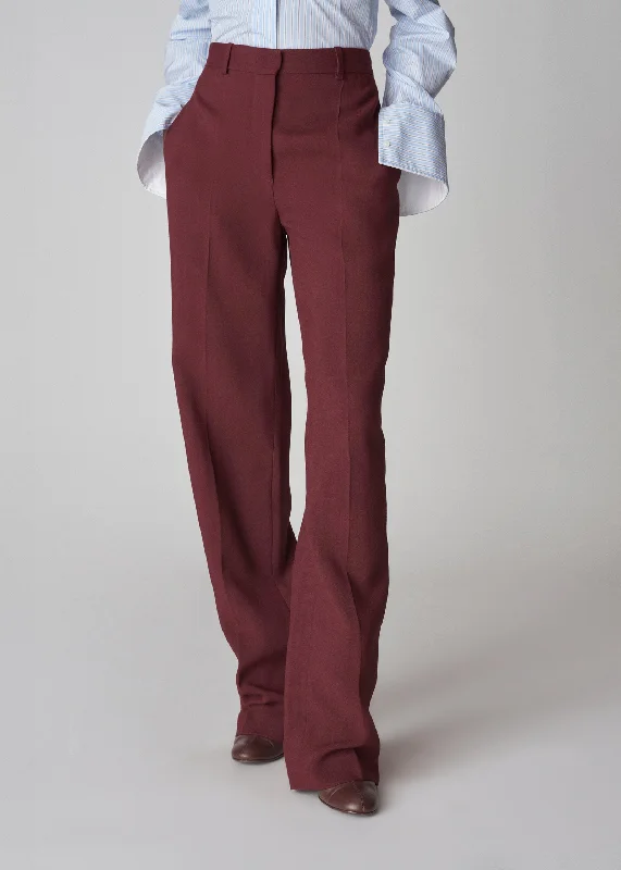 Straight Vented Pant in Twill - Bordeaux