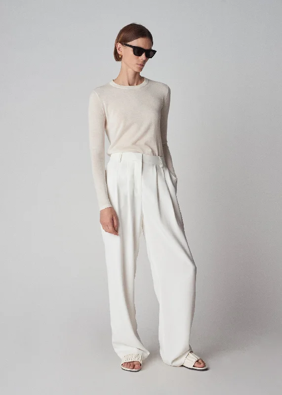 Classic Trouser in Stretch Viscose - Ivory