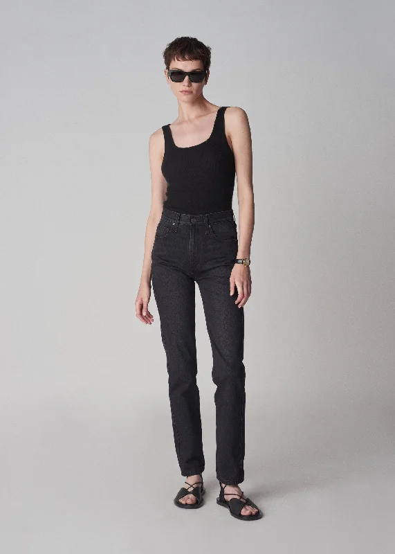 High Rise Jean in Denim - Washed Black