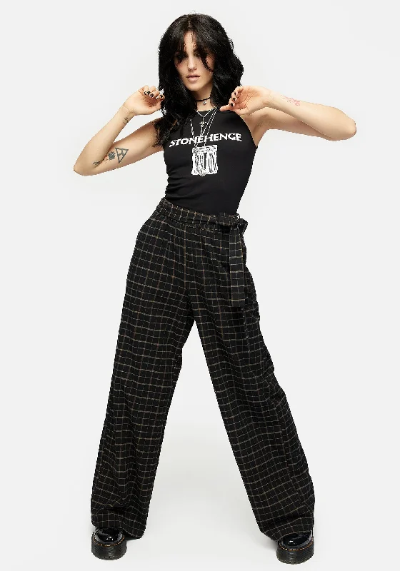 Ransom Tie Waist Check Trousers