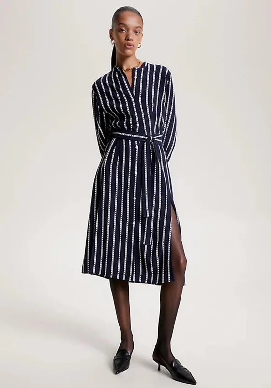 Tommy Hilfiger Argyle Stripe Midi Shirt Dress, Desert Sky