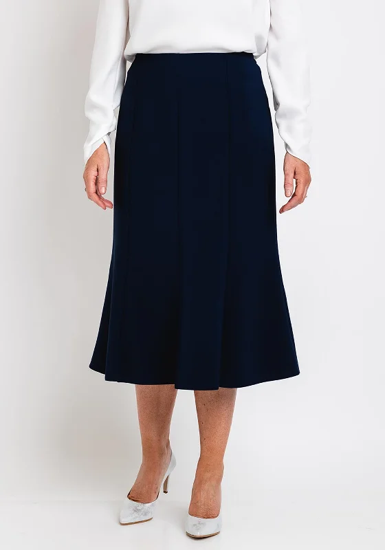 Avalon Panel Flared Midi Skirt, Navy