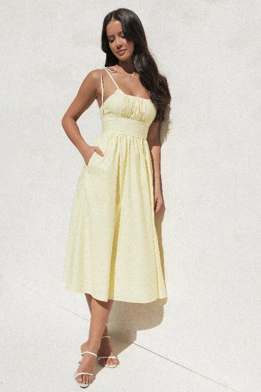 Avi Sleeveless Midi Dress - Yellow