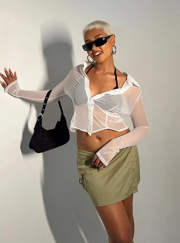 Banner Mesh Shirt Ivory