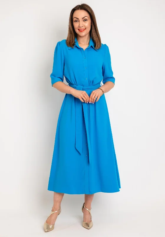 Ella Boo Button Down Long Shirt Dress, Ocean