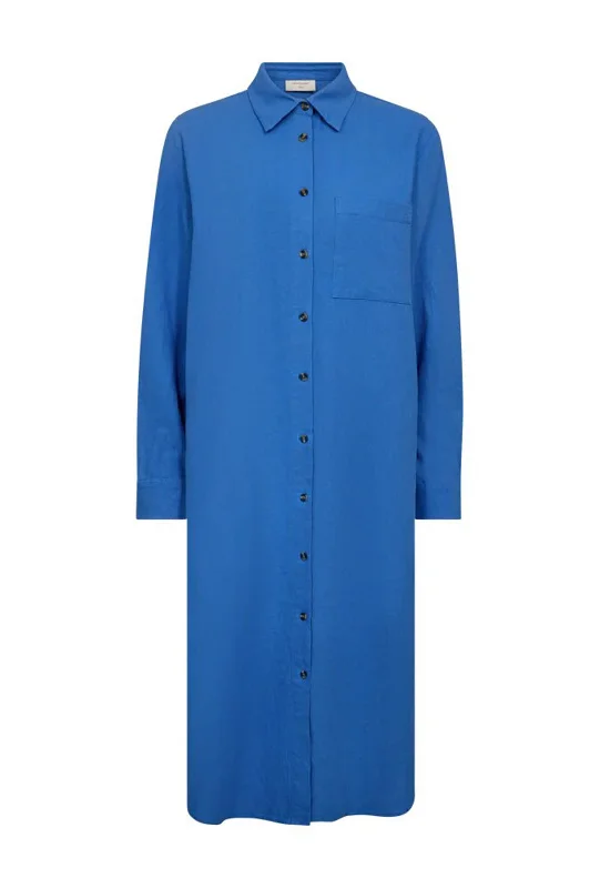 Freequent Lava Linen Midi Shirt Dress, Nebulas Blue