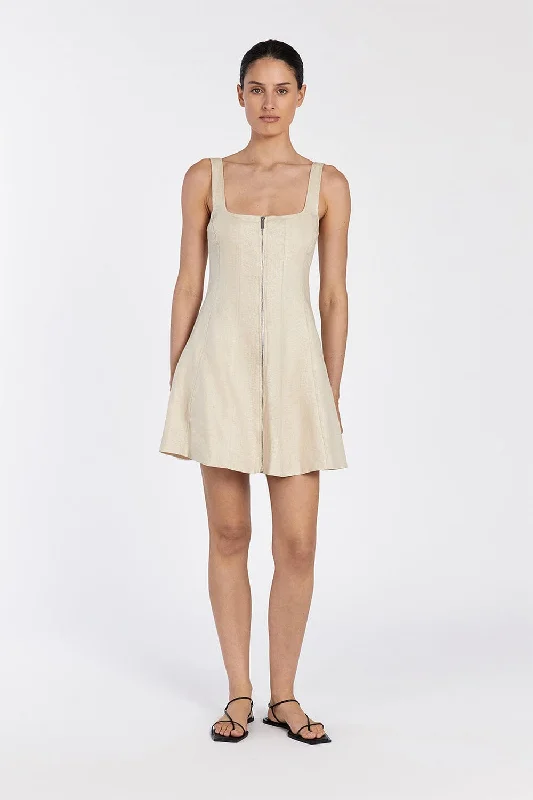 HARRIET SAND LINEN MINI DRESS