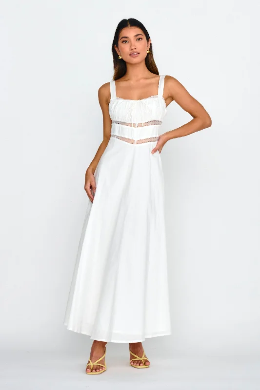 Kasiah Lace Trim Maxi Dress White