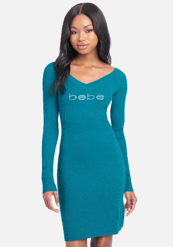 Crystal Logo Long Sleeve Dress