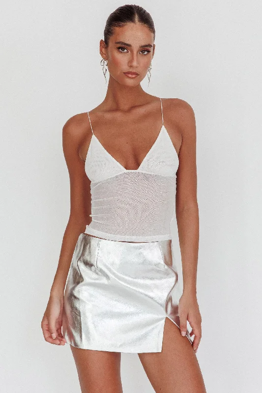 Namrata PU Mini Skirt Silver