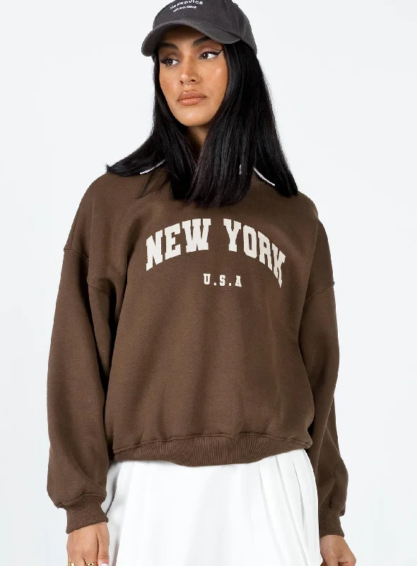 New York Crewneck Sweatshirt Brown