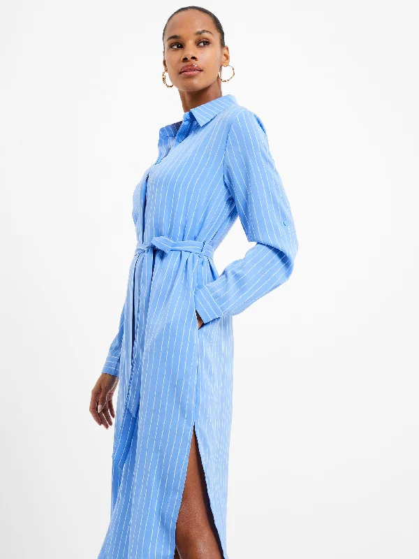 Pinstripe Button Through Shirt Dress