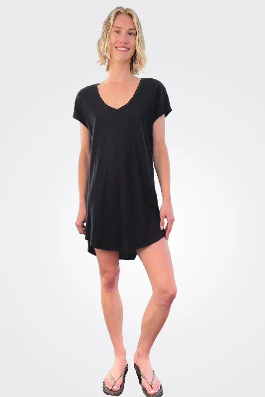 Raglan T Shirt Dress - Black