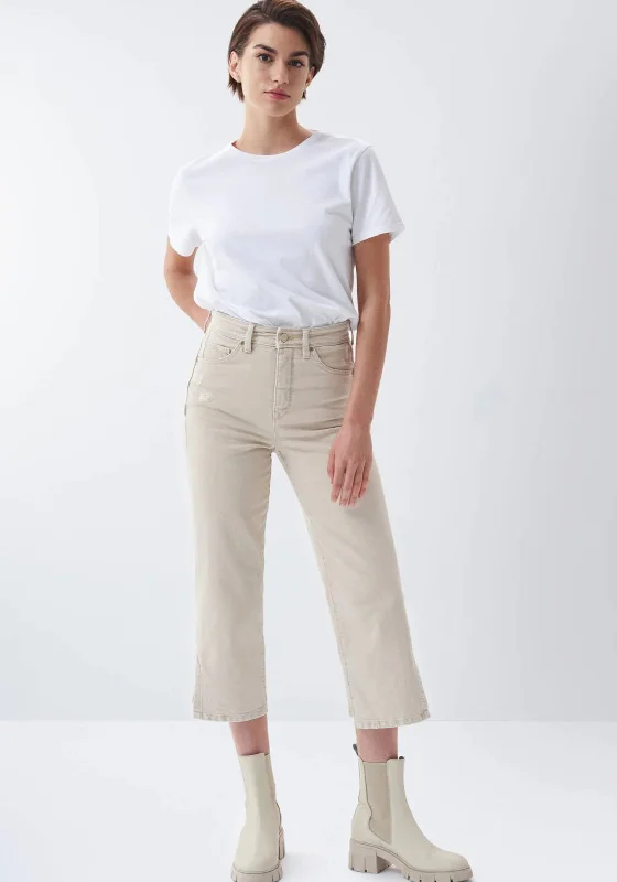 Salsa Straight Cropped Push In Secret Glamour Jeans, Beige