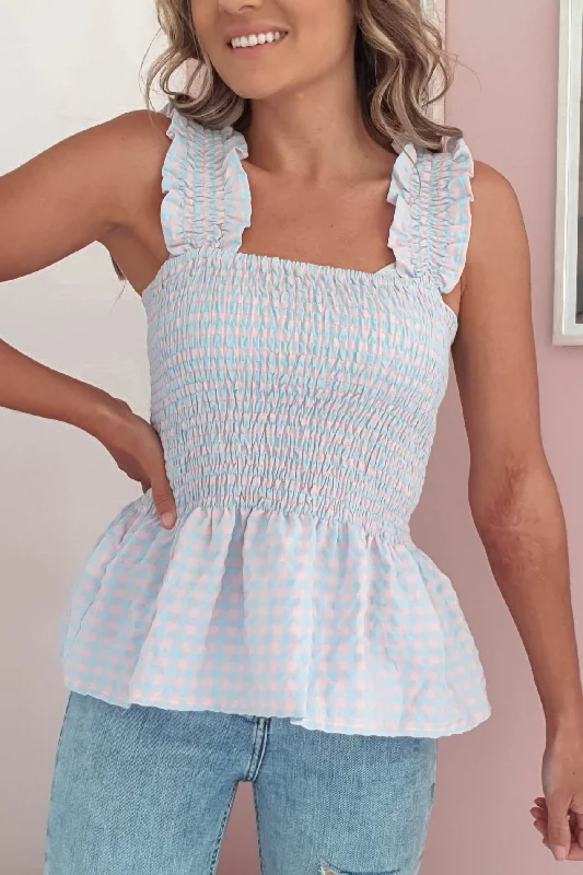 Tammy Gingham Peplum Top