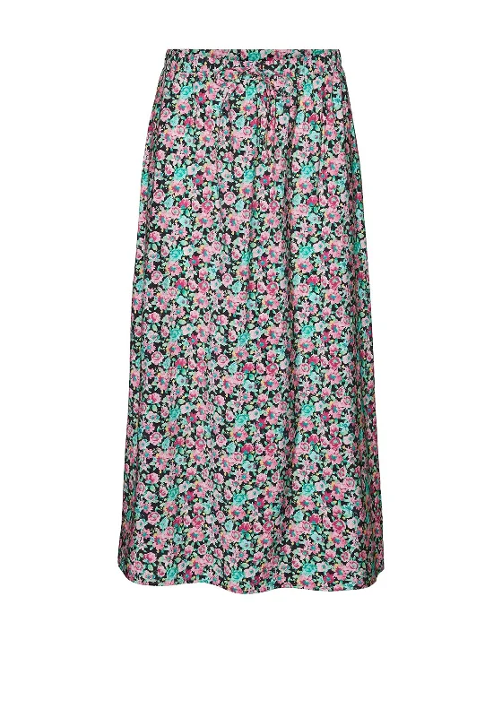 Vero Moda Nico Floral Print Maxi Skirt, Black Multi