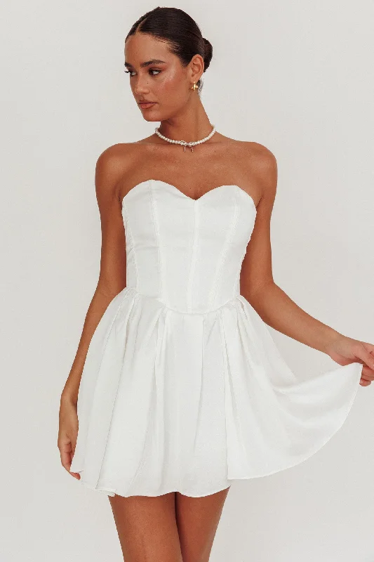 What I Like Sweetheart Neckline Mini Dress Ivory