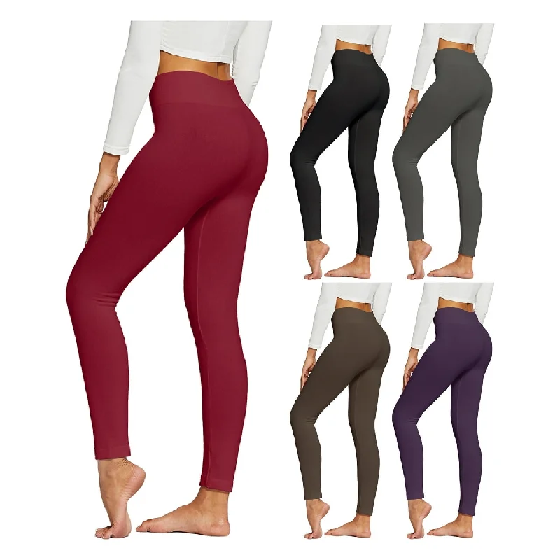 5Pack Womens Winter FleeceLined HighWaist Leggings Soft Comfortable Pants