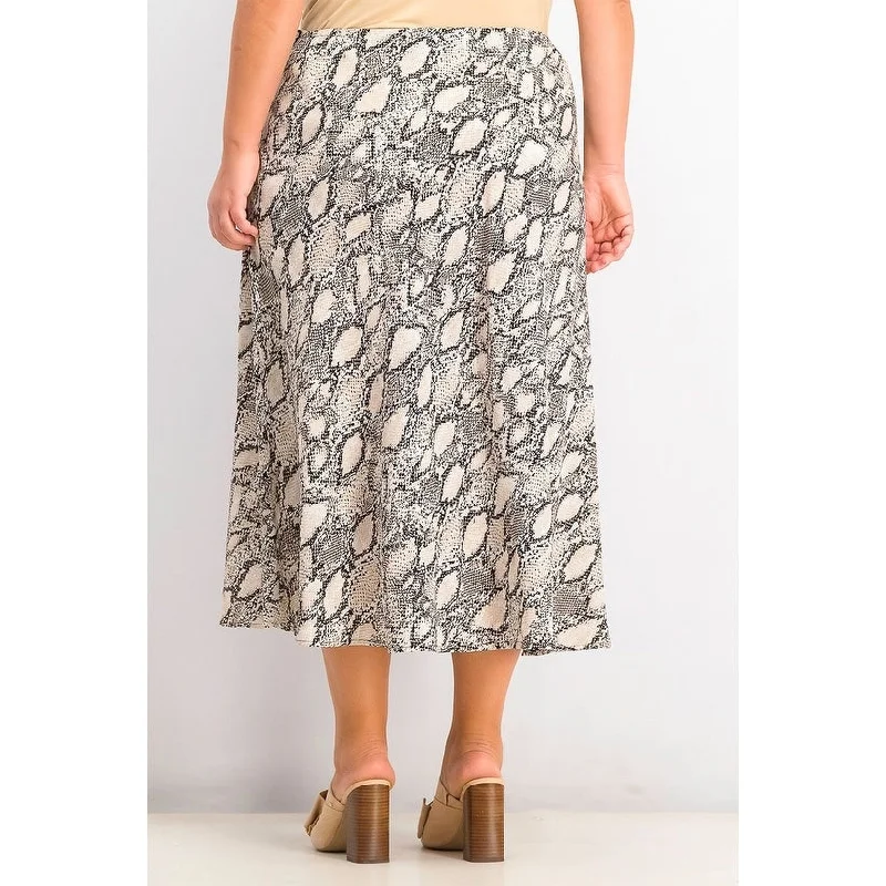 Bar III Women's Snake Print Midi Skirt Beige Size XX-Small