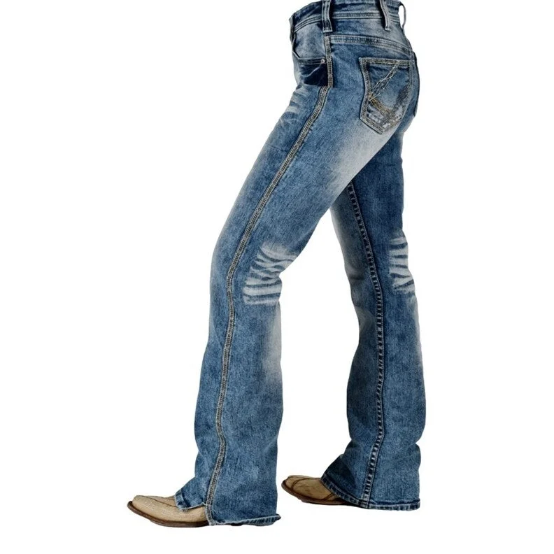 Cowgirl Tuff Western Jean Women Hot Shot III Bootcut Light Wash JHOTII