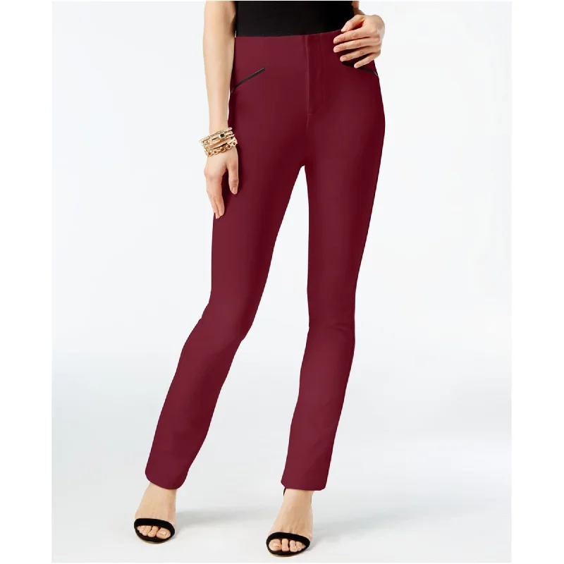 I-N-C Womens Faux Leather Trim Casual Trouser Pants