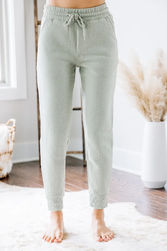 It's All Here Light Sage Green Joggers