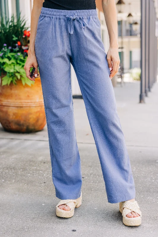 Just Relax Ash Blue Linen Pants