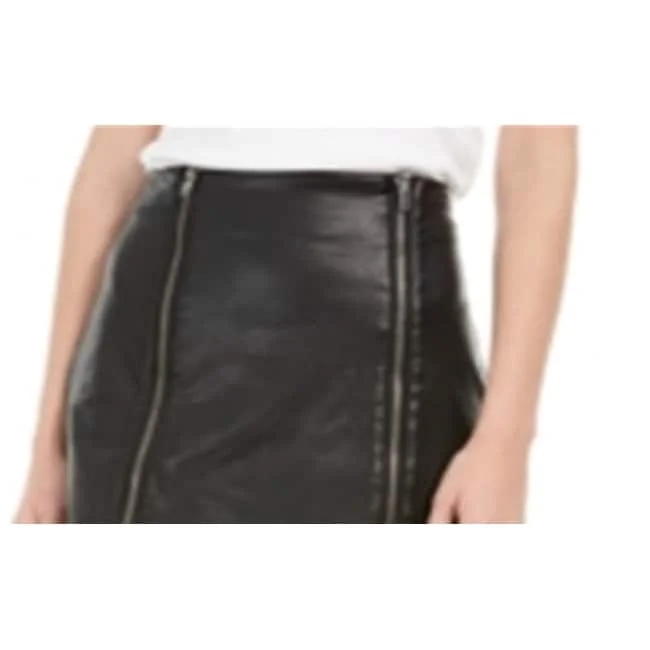 Love Fire Junior's Faux Leather Zipper Mini Skirt Black Size X-Small