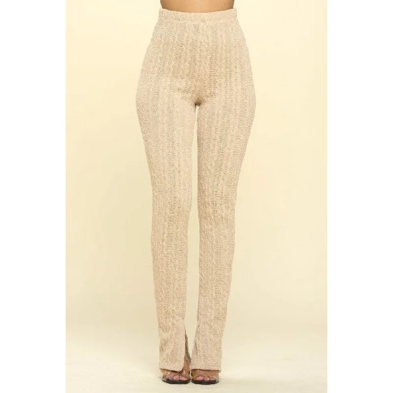 Oatmeal Knit High Rise Leggings Perfect for Casual or Outings