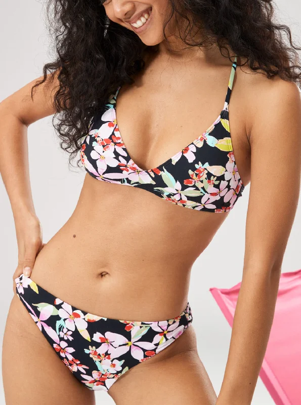 Printed Beach Classics Strap Hipster Bikini Bottoms - Anthracite New Life