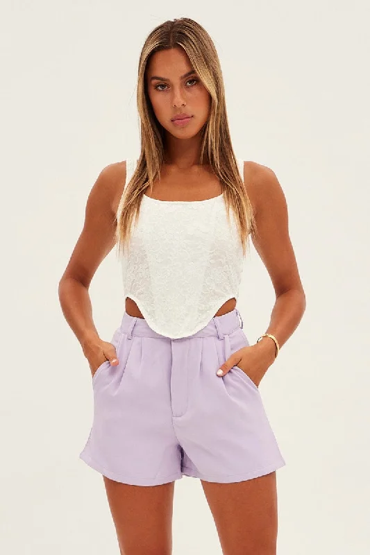 Purple Short High Waist Tailored