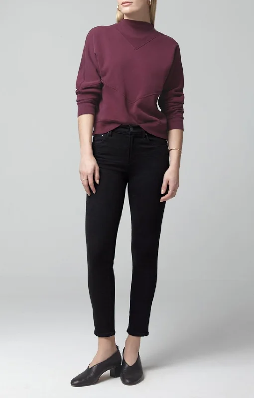 Rocket Crop Mid Rise Skinny - Plush Black