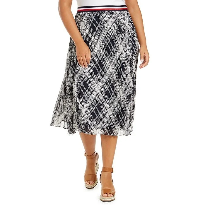 Tommy Hilfiger Women's Plaid Pleated Skirt Blue Size 0X