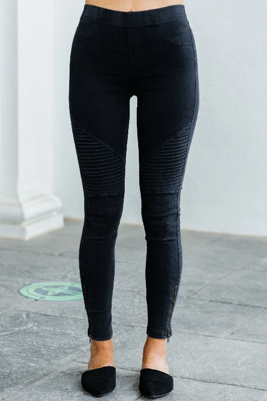 Want It All Black Moto Jeggings