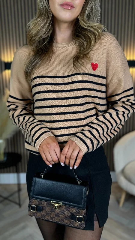 Winsley Beige & Black Striped Jumper