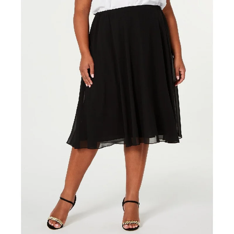 Alex Evenings Women's Midi Length Skirt Black Size 1X