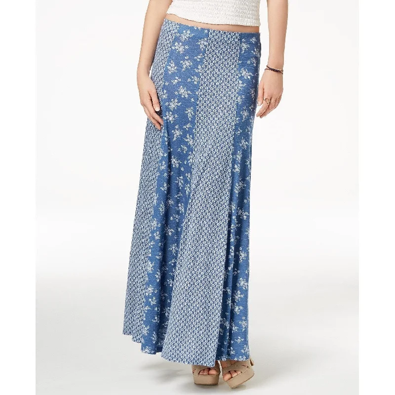 American Rag Juniors Mixed Print Maxi Skirt Nightfall Size Large - Blue