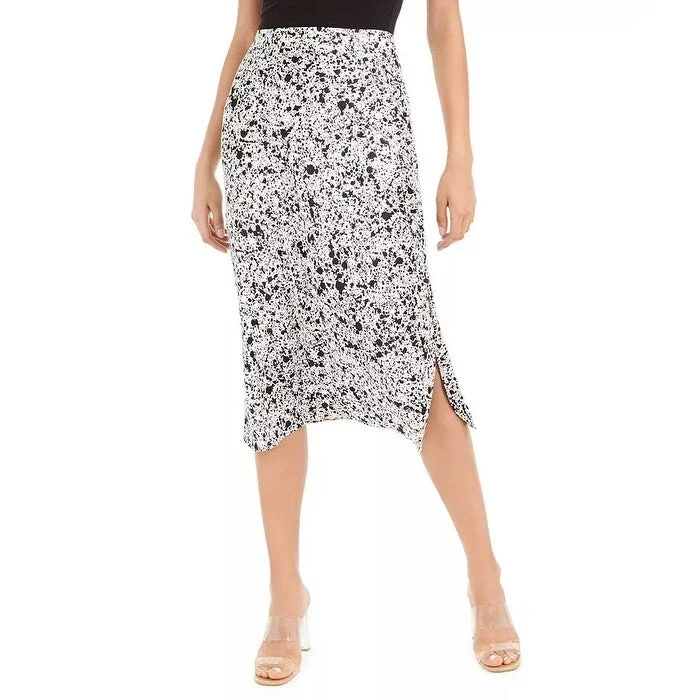 Bar III Women's Printed Slip Midi Skirt White Size X-Large