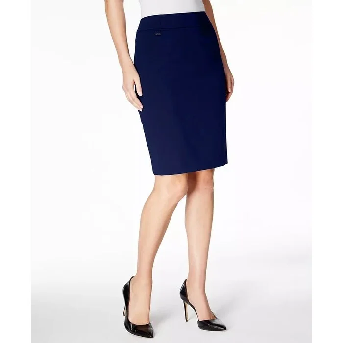 Calvin Klein Women's Pencil Skirt Navy Size 4 Petite