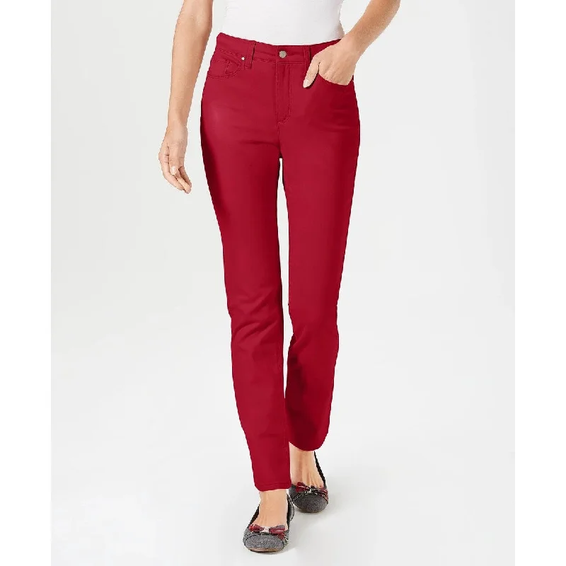 Charter Club Women's Lexington Straight Leg Jeans Wine Size 4 Petite - 4 Petite