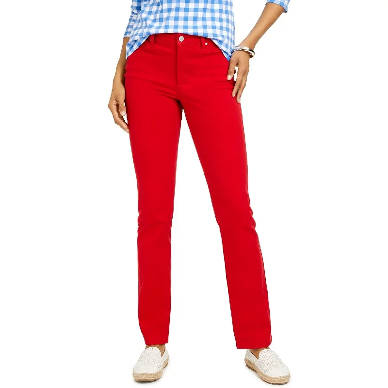 Charter Club Women's Petite Lexington Straight-Leg Jeans Red Size 12 P