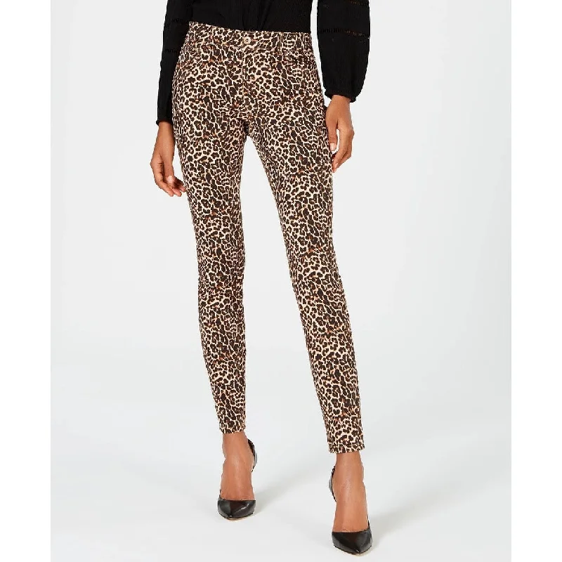 INC International Concepts Women's Leopard-Print Skinny Jeans Orange Size 16 P - 16 P