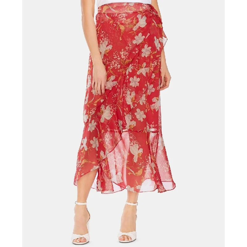 Vince Camuto Women's Floral Wrap Skirt Red Size 12